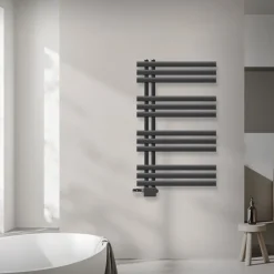 Badheizkörper Mittelanschluss 600x1000 mm Anthrazit mit Universal Anschlussgarnitur LuxeBath-ECD Germany Best