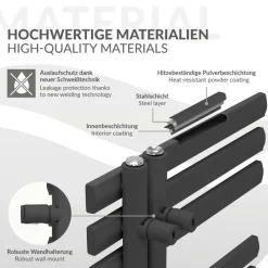 Badheizkörper Mittelanschluss 600x1600 mm Anthrazit mit Heizstab 1200W LuxeBath-ECD Germany Clearance