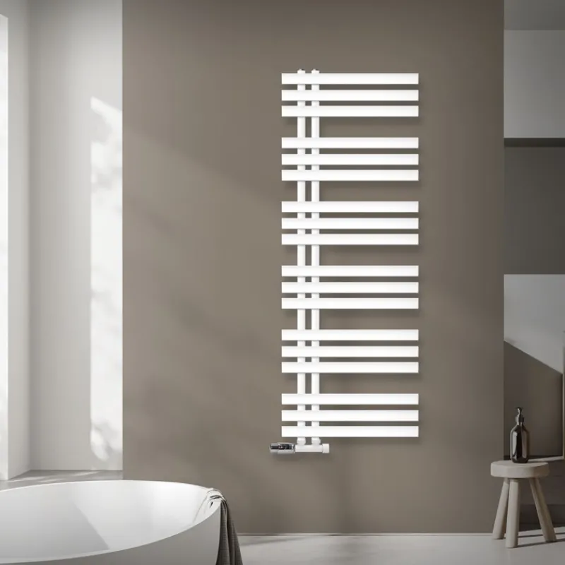 Badheizkörper Mittelanschluss 500x1400 mm Weiß mit Wand Anschlussgarnitur LuxeBath-ECD Germany Online