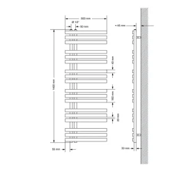 Badheizkörper Mittelanschluss 500x1400 mm Weiß mit Wand Anschlussgarnitur LuxeBath-ECD Germany Online