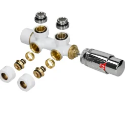 Badheizkörper Mittelanschluss 500x1400 mm Weiß mit Wand Anschlussgarnitur LuxeBath-ECD Germany Online