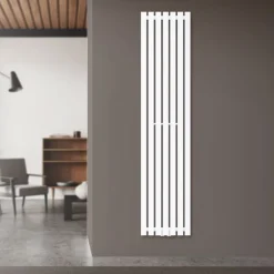 Badheizkörper Mittelanschluss 370x1600 mm Weiß mit Boden Thermostatventil LuxeBath-ECD Germany Online