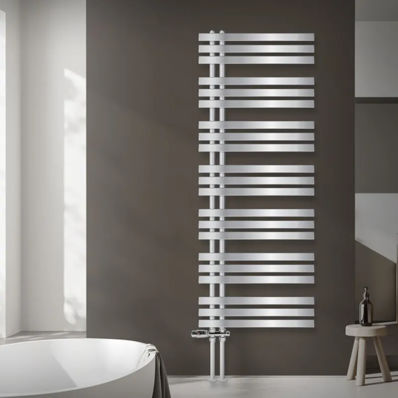 Badheizkörper Mittelanschluss 600x1600 mm Chrome mit Boden Anschlussgarnitur LuxeBath-ECD Germany Outlet
