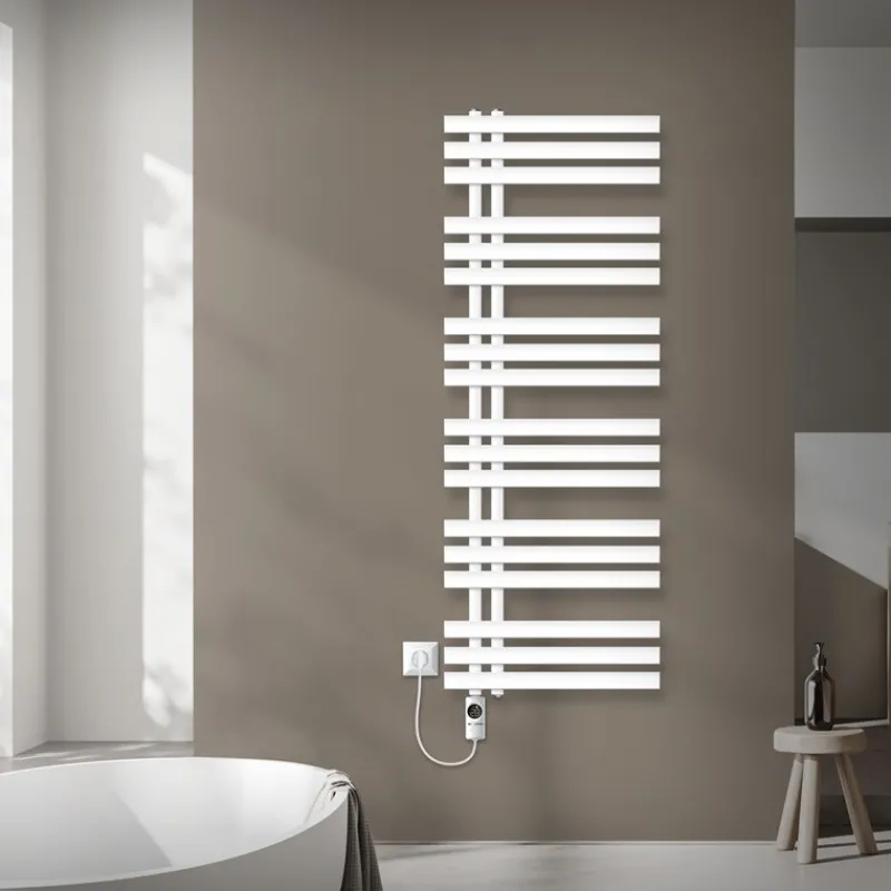 Badheizkörper Mittelanschluss 500x1400 mm Weiß mit Heizstab 1200W LuxeBath-ECD Germany Online