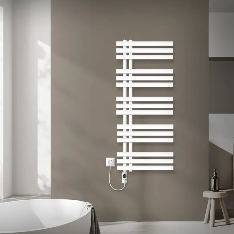 Badheizkörper Mittelanschluss 500x1200 mm Weiß mit Heizstab 1200W LuxeBath-ECD Germany Best