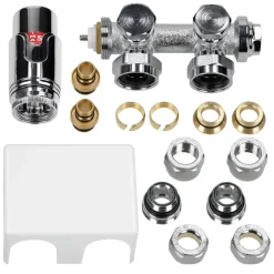 Badheizkörper Mittelanschluss 400x1500 mm Weiß gerade mit Universal Anschlussgarnitur LuxeBath-ECD Germany Discount