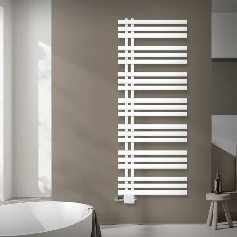 Badheizkörper Mittelanschluss 600x1600 mm Weiß mit Universal Anschlussgarnitur LuxeBath-ECD Germany New