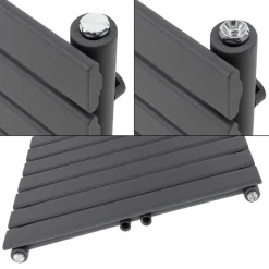 Badheizkörper Mittelanschluss 600x800 mm Anthrazit mit Wand Anschlussgarnitur LuxeBath-ECD Germany