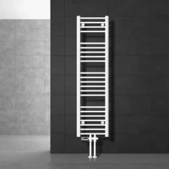 Badheizkörper Mittelanschluss 300x1400mm Weiß gerade mit Boden Anschlussgarnitur LuxeBath-ECD Germany Discount