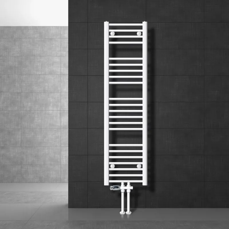 Badheizkörper Mittelanschluss 300x1400mm Weiß gerade mit Boden Anschlussgarnitur LuxeBath-ECD Germany Discount