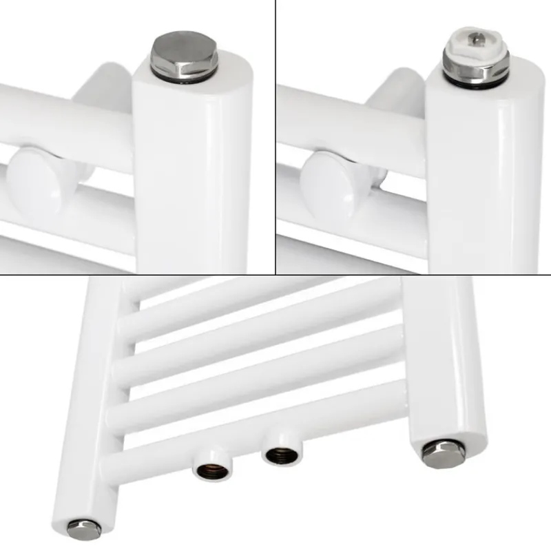 Badheizkörper Mittelanschluss 300x1400mm Weiß gerade mit Boden Anschlussgarnitur LuxeBath-ECD Germany Discount