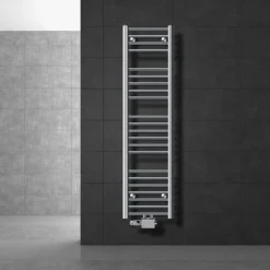 Badheizkörper Mittelanschluss 300x1400 mm Chrome gerade mit Universale Anschlussgarnitur LuxeBath-ECD Germany Hot