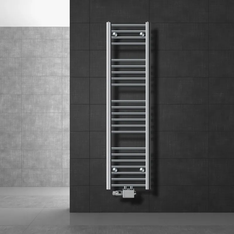 Badheizkörper Mittelanschluss 300x1400 mm Chrome gerade mit Universale Anschlussgarnitur LuxeBath-ECD Germany Hot