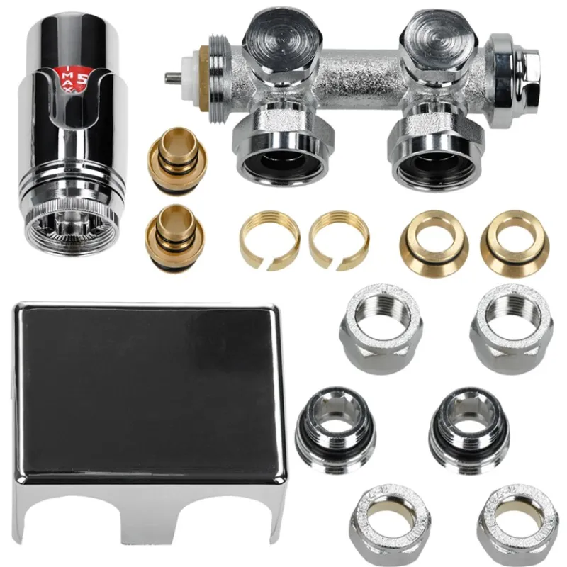 Badheizkörper Mittelanschluss 300x1400 mm Chrome gerade mit Universale Anschlussgarnitur LuxeBath-ECD Germany Hot