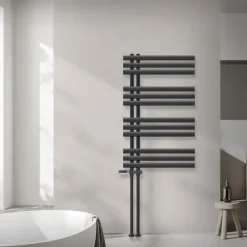 Badheizkörper Mittelanschluss 600x1000 mm Anthrazit mit Boden Anschlussgarnitur LuxeBath-ECD Germany Hot