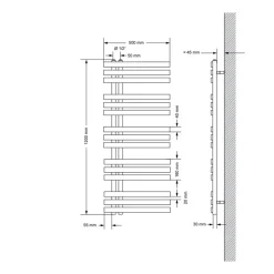 Badheizkörper Mittelanschluss 500x1200 mm Weiß mit Wand Anschlussgarnitur LuxeBath-ECD Germany New