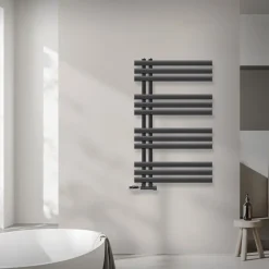 Badheizkörper Mittelanschluss 600x1000 mm Anthrazit mit Wand Anschlussgarnitur LuxeBath-ECD Germany Discount