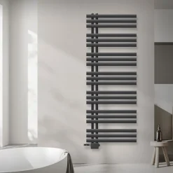 Badheizkörper Mittelanschluss 600x1600 mm Anthrazit mit Universal Anschlussgarnitur LuxeBath-ECD Germany Discount