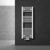 Badheizkörper Mittelanschluss 400x1200 mm Weiß gerade mit Wand Anschlussgarnitur LuxeBath-ECD Germany Discount