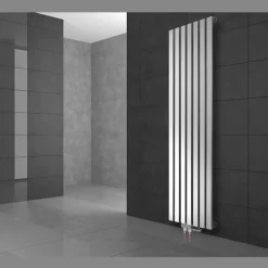 Badheizkörper Mittelanschluss 480x1800 mm Weiß mit Boden Anschlussgarnitur LuxeBath-ECD Germany