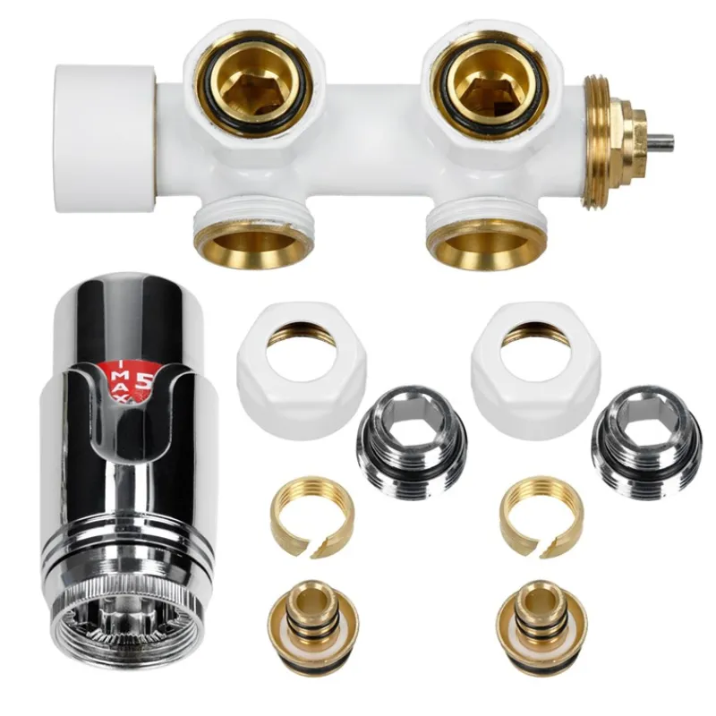 Badheizkörper Mittelanschluss 400x1800 mm Weiß gebogen mit Wand Anschlussgarnitur LuxeBath-ECD Germany Best