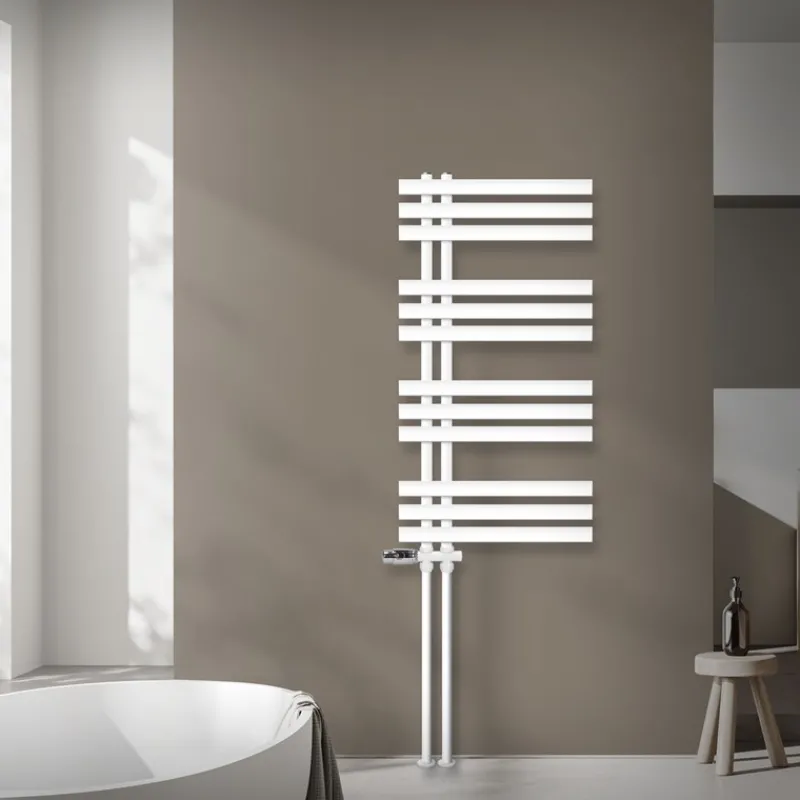 Badheizkörper Mittelanschluss 500x1000 mm Weiß mit Boden Anschlussgarnitur LuxeBath-ECD Germany Best