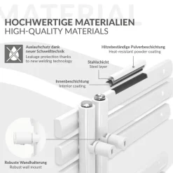 Badheizkörper Mittelanschluss 500x1000 mm Weiß mit Boden Anschlussgarnitur LuxeBath-ECD Germany Best