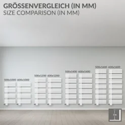Badheizkörper Mittelanschluss 500x1000 mm Weiß mit Boden Anschlussgarnitur LuxeBath-ECD Germany Best