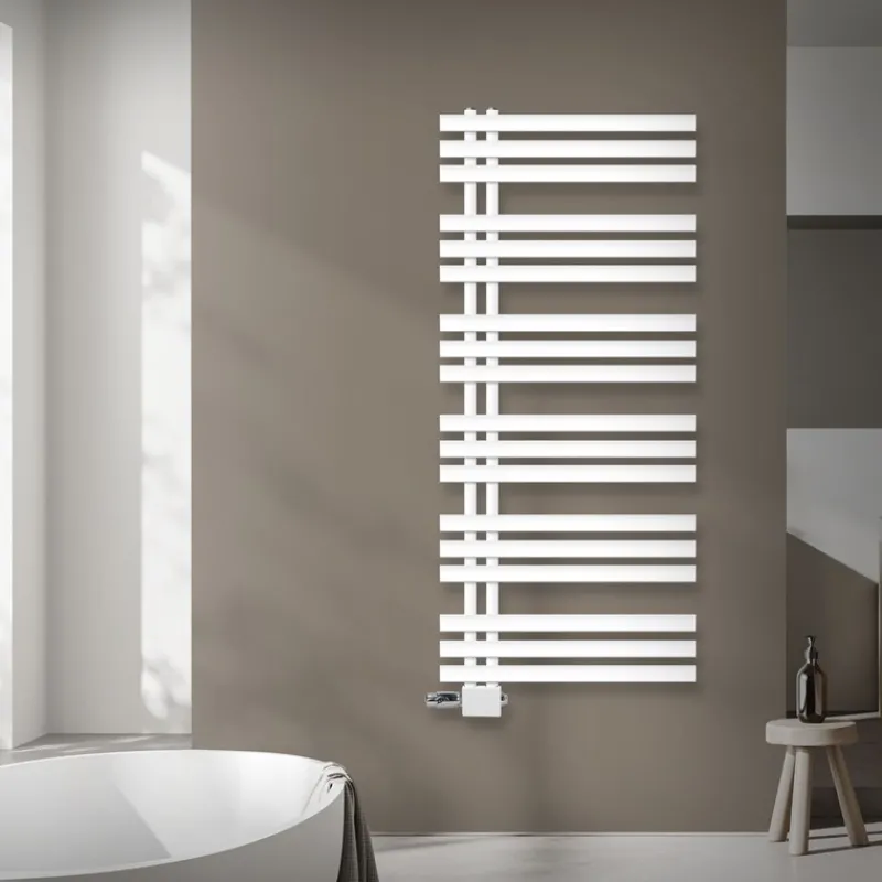 Badheizkörper Mittelanschluss 600x1400 mm Weiß mit Universal Anschlussgarnitur LuxeBath-ECD Germany New