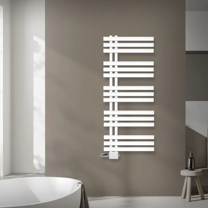 Badheizkörper Mittelanschluss 500x1200 mm Weiß mit Universal Thermostatventil LuxeBath-ECD Germany Online