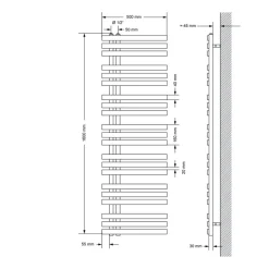 Badheizkörper Mittelanschluss 500x1600 mm Weiß mit Wand Anschlussgarnitur LuxeBath-ECD Germany Outlet
