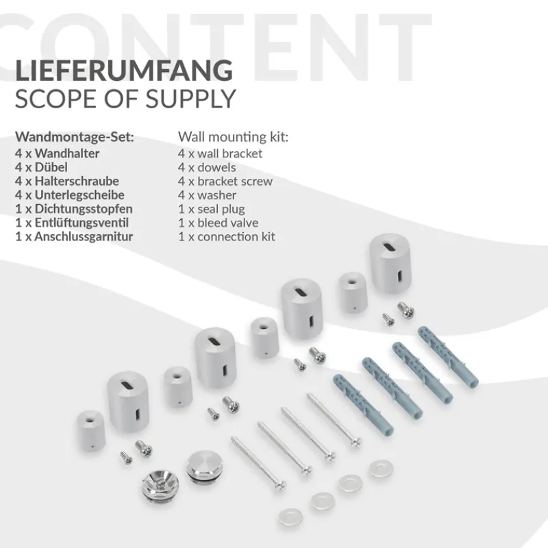 Badheizkörper Mittelanschluss 500x1200 mm Chrome mit Boden Anschlussgarnitur LuxeBath-ECD Germany Sale