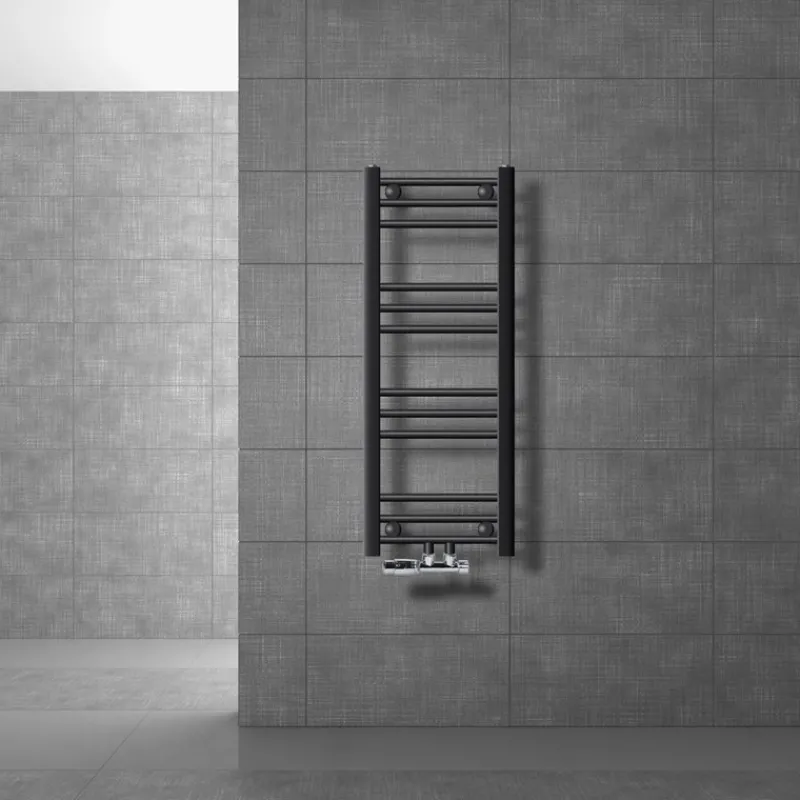 Badheizkörper Mittelanschluss 300x800 mm Anthrazit gerade mit Wand Anschlussgarnitur LuxeBath-ECD Germany Best