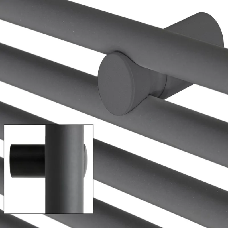 Badheizkörper Mittelanschluss 300x800 mm Anthrazit gerade mit Wand Anschlussgarnitur LuxeBath-ECD Germany Best