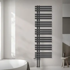 Badheizkörper Mittelanschluss 500x1600 mm Anthrazit mit Boden Anschlussgarnitur LuxeBath-ECD Germany