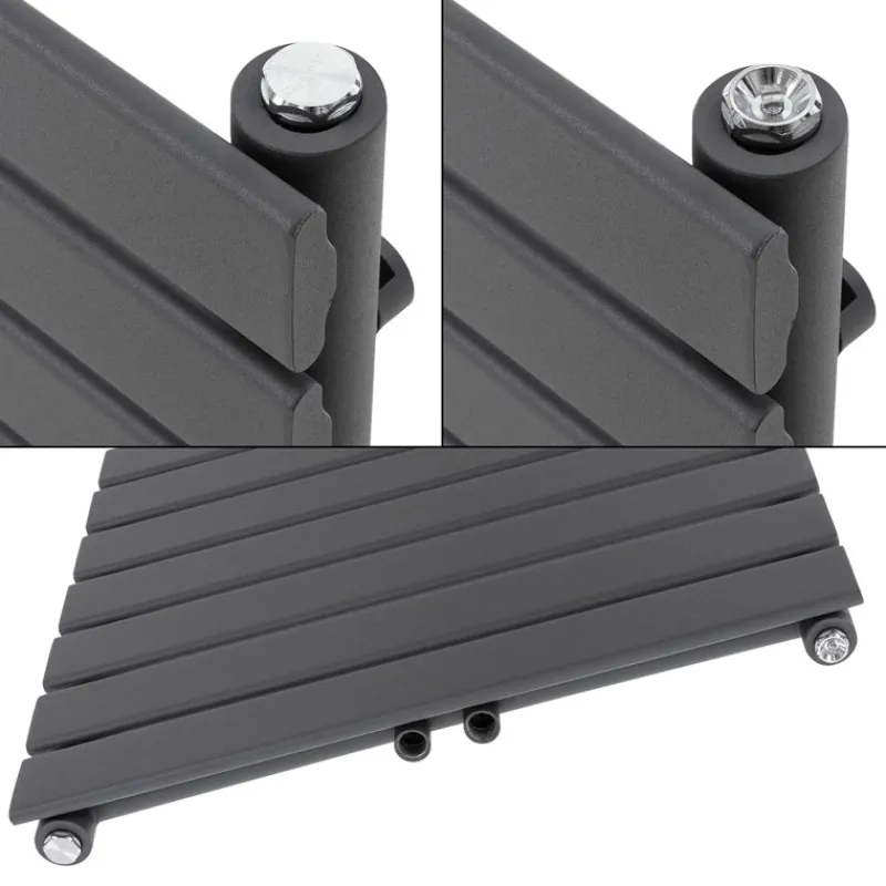 Badheizkörper Mittelanschluss 600x800 mm Anthrazit mit Boden Anschlussgarnitur LuxeBath-ECD Germany Best