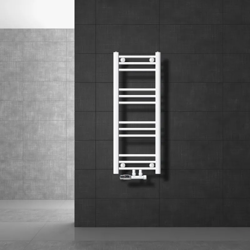 Badheizkörper Mittelanschluss 300x800 mm Weiß gerade mit Wand Anschlussgarnitur LuxeBath-ECD Germany New