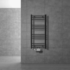 Badheizkörper Mittelanschluss 400x800 mm Anthrazit gerade mit Universale Anschlussgarnitur LuxeBath-ECD Germany Outlet