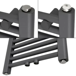 Badheizkörper Mittelanschluss 300x1400 mm Anthrazit gerade mit Wand Anschlussgarnitur LuxeBath-ECD Germany Outlet