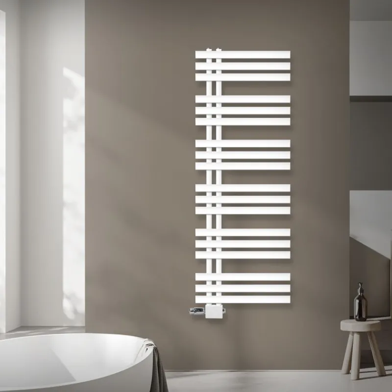 Badheizkörper Mittelanschluss 500x1400 mm Weiß mit Universale Anschlussgarnitur LuxeBath-ECD Germany Outlet