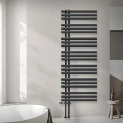 Badheizkörper Mittelanschluss 600x1600 mm Anthrazit mit Boden Anschlussgarnitur LuxeBath-ECD Germany Best