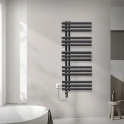 Badheizkörper Mittelanschluss 500x1200 mm Anthrazit mit Heizstab 1200W LuxeBath-ECD Germany Hot