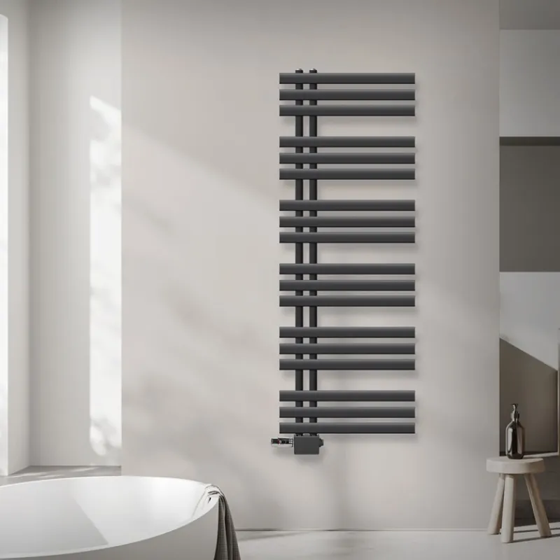 Badheizkörper Mittelanschluss 500x1400 mm Anthrazit mit Universale Anschlussgarnitur LuxeBath-ECD Germany Hot