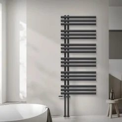 Badheizkörper Mittelanschluss 600x1400 mm Anthrazit mit Boden Anschlussgarnitur LuxeBath-ECD Germany Outlet