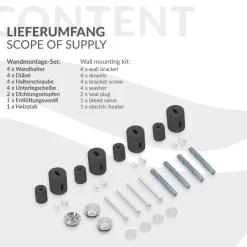 Badheizkörper Mittelanschluss 500x1000 mm Anthrazit mit Heizstab 300W LuxeBath-ECD Germany Online
