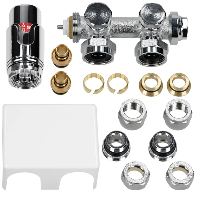 Badheizkörper Mittelanschluss 500x1800 mm Weiß gerade mit Universal Anschlussgarnitur LuxeBath-ECD Germany Best