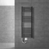 Badheizkörper Sahara mit Heizstab 900W 400x1200 mm Anthrazit gebogen mit Seitenanschluss-ECD Germany Discount