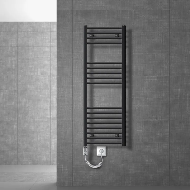 Badheizkörper Sahara mit Heizstab 1200W 400x1200 mm Antrazit gebogen mit Seitenanschluss-ECD Germany Best