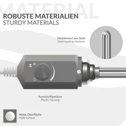 Badheizkörper Sahara mit Heizstab 1200W 400x1200 mm Antrazit gebogen mit Seitenanschluss-ECD Germany Best