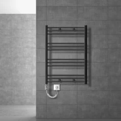 Badheizkörper Sahara mit Heizstab 600W 750x800 mm Anthrazit gerade mit Seitenanschluss-ECD Germany Discount